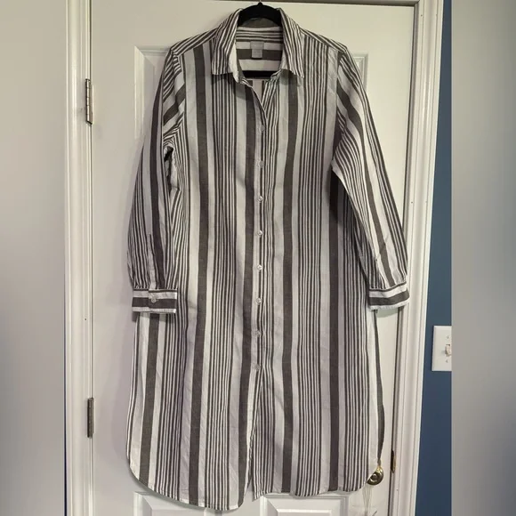 Chico’s Linen Blend Striped Long Shirt/dress, size 12 (Chico’s 2) - Picture 3 of 8